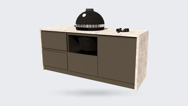 Roostr Allure, Allure met kamado en gasbrander, render uit de configurator van Roostr